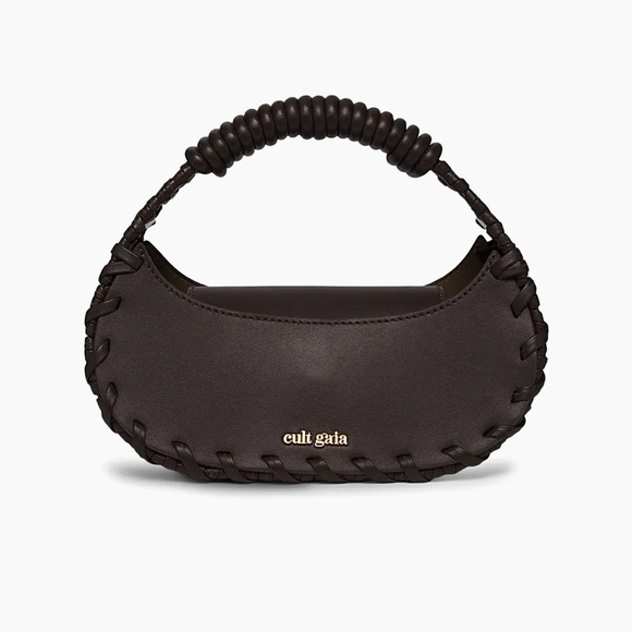 cult gaia Handbags - NWT Cult Gaia AIKO Expresso Brown Woven Leather Top Handle Bag Handbag Purse